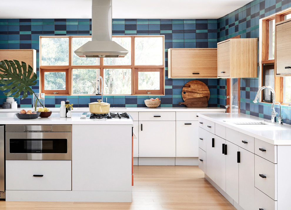 Striped Tile to Create a Plaid Kitchen Backsplash