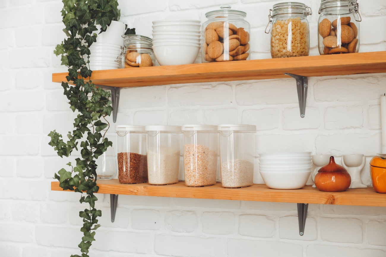 Wall shelves for kitchen storage