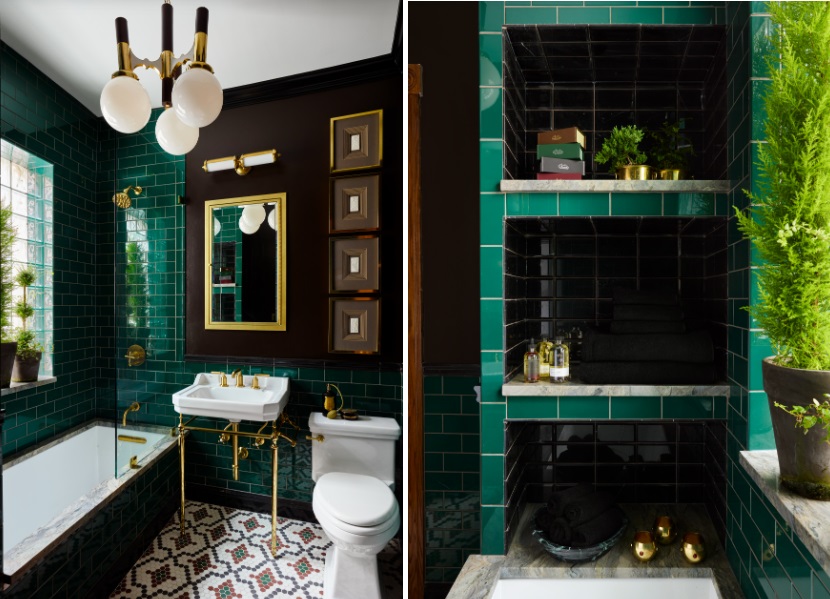 Vibrant green bathroom tiles