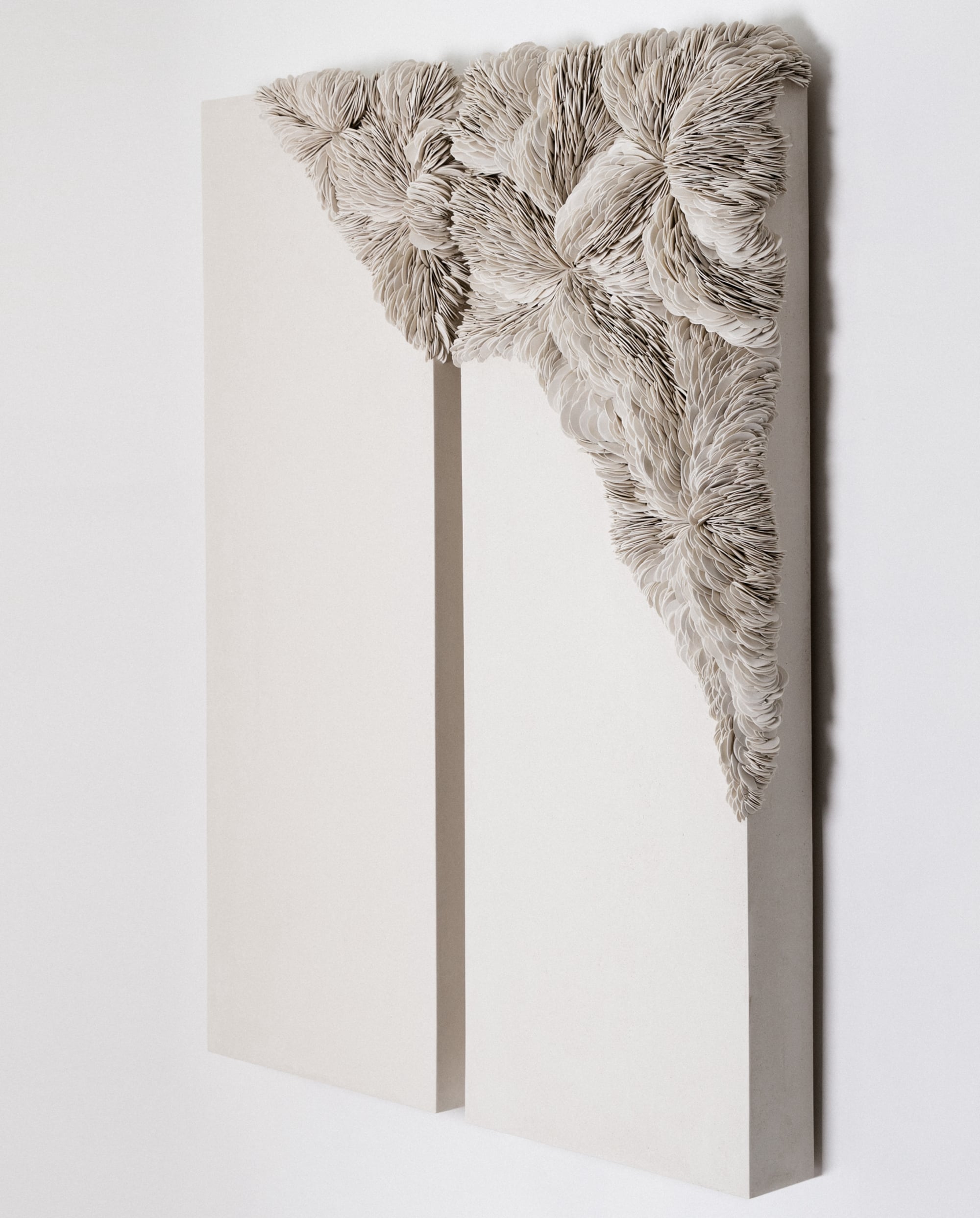 a wall work erupts into innumerable layered fragments